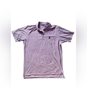 B Draddy‎ Golf Polo Shirt Men's L Purple Striped Golf Court Short Sleeve NWOT✅